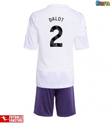 Manchester United Diogo Dalot #2 Bortatröja Barn 2025-26 Kortärmad (+ Korta byxor)